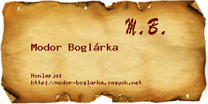 Modor Boglárka névjegykártya